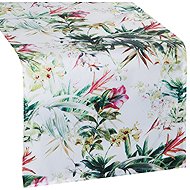 Eurofirany Tablecloth 40 × 140 cm - Garden leaves green on white - Runner