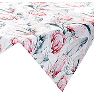 Eurofirany Tablecloth 85 × 85 cm - Large salmon flowers on white - Tablecloth