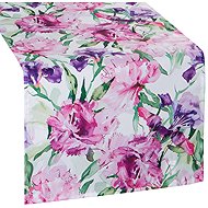 Eurofirany Tablecloth 40 × 140 cm - Pink and purple flowers on white - Runner