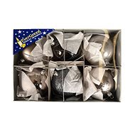 EverGreen Gömb mix x6, LUX Box, átmérő 8 cm, ezüst-fém - Karácsonyi díszítés