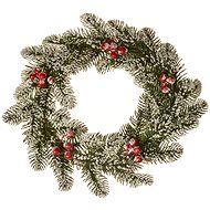 EverGreen Snowy Wreath with Beans. diam. 34cm, Green-red-white - Christmas Ornaments