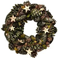 EverGreen Koszorú - tobozok és csillagok, átmérő 28 cm, natural - Karácsonyi díszítés