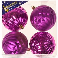 EverGreen® Sphere relief x 4 pcs, diameter 8 cm, colour pink - Christmas Ornaments