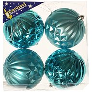 EverGreen® Sphere relief x 4 pcs, diameter 8 cm, colour turquoise - Christmas Ornaments