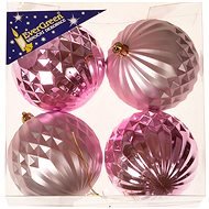 EverGreen® Bordázott gömb x 4 db, átmérője 8 cm, színe rózsaszín - Karácsonyi díszítés