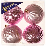 EverGreen® Sphere relief x 4 pcs, diameter 8 cm, colour pink - Christmas Ornaments