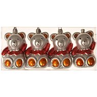 EverGreen® Teddy bear x 4 pcs, painted, 8 cm - Christmas Ornaments