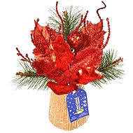 EverGreen® Stol. arrangement - branch with magnolia, height 23 cm, colour red - Christmas Ornaments