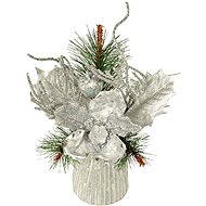 EverGreen® Stol. arrangement - branch with magnolia, height 23 cm, colour silver - Christmas Ornaments