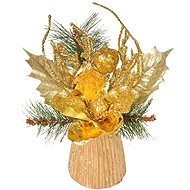 EverGreen® Stol. arrangement - branch with magnolia, height 23 cm, colour golden - Christmas Ornaments