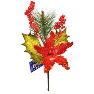 EverGreen® ág karácsonyi rózsákkal és bogyókkal, 45 cm magasságú, piros színű - Karácsonyi díszítés