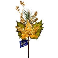 EverGreen® Branch with Christmas Roses and Berries, Height of 45cm, Gold Colour - Christmas Ornaments
