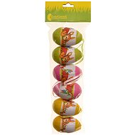 EverGreen Eggs with bunny 6 cm hinge x 6 pcs, multicoloured - Easter Decoration