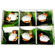 EverGreen Ceramic Sheep x 6 pcs, Box, white - Easter Decoration
