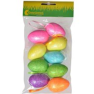 EverGreen Egg glitt. 9 pcs, height 5 cm, colour multicoloured - Easter Decoration