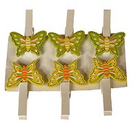 EverGreen Peg x 6 with bow ties, height 4 cm, colour multicoloured - Decoration