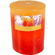 EverGreen Candle marble cylinder 7,5x10 cm, colour red-yellow - Candle