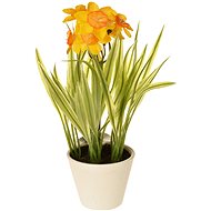EverGreen Daffodil in a Pot, Height of 22cm, Yellow-orange Colour - Artificial Flower