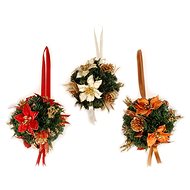 EverGreen Koule závěsná chvojová dekorovaná vánočními růžemi, šiškami a mašlemi, průměr 20 cm - Vánoční dekorace