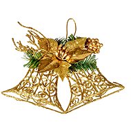 EverGreen Nástěnná dekorace zvony kov s jiskřícím glitrem, výška 30 cm - Vánoční dekorace