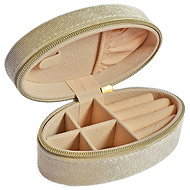 EVOLUTION GROUP SK0002 Jewellery box oval zipper, beige - Jewellery Box