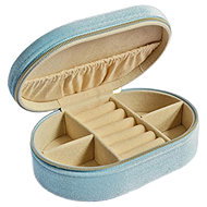 EVOLUTION GROUP SK0003 Jewellery box oval zipper, blue - Jewellery Box