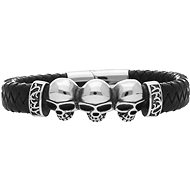 Ewena Leather bracelet with skull black KF362 - Bracelet