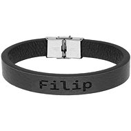 Ewena Black leather bracelet with the name Filip - Bracelet