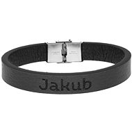 Ewena Black leather bracelet with the name James - Bracelet