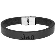 Ewena Black leather bracelet with the name Jan - Bracelet