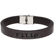 Ewena Brown leather bracelet with the name Filip - Bracelet