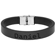 Ewena Black leather bracelet with the name Daniel - Bracelet