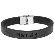 Ewena Black leather bracelet with the name Mathew - Bracelet