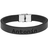 Ewena Black leather bracelet with the name Antonín - Bracelet