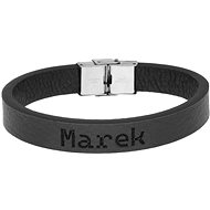Ewena Black leather bracelet with the name Marek - Bracelet