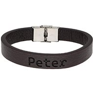 Ewena Brown leather bracelet with the name Peter - Bracelet