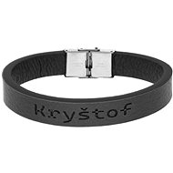 Ewena Black leather bracelet with the name Christopher - Bracelet