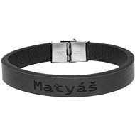 Ewena Black leather bracelet with the name Matthias - Bracelet
