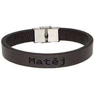 Ewena Brown leather bracelet with the name Matěj - Bracelet