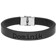 Ewena Black leather bracelet with the name Dominik - Bracelet