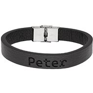 Ewena Leather bracelet black with the name Peter - Bracelet