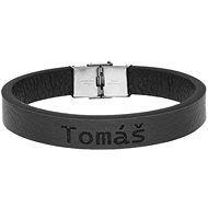 Ewena Black leather bracelet with the name Thomas - Bracelet