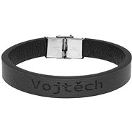 Ewena Black leather bracelet with the name Vojtech - Bracelet