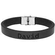 Ewena Leather bracelet black with the name David - Bracelet
