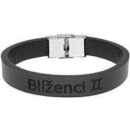 Ewena Black leather bracelet with Gemini sign - Bracelet