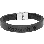 Ewena Black leather bracelet with Capricorn sign - Bracelet