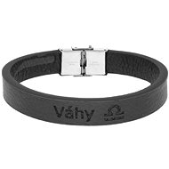 Ewena Leather bracelet black with Libra sign - Bracelet