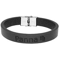Ewena Black leather bracelet with Virgo sign - Bracelet