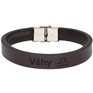 Ewena Brown leather bracelet with Libra sign - Bracelet
