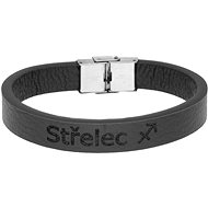Ewena Black leather bracelet with Sagittarius sign - Bracelet